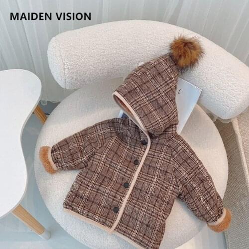 Cute Toddler Baby boys Girls Overcoat Woolen Hairball lattice Coat For Girl infant Outerwear Winter Warm Clothes Snowsuit
