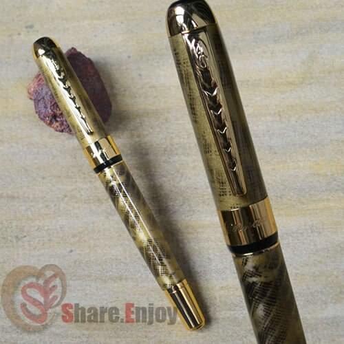 FOUNTAIN PEN MEDIUM NIB NEW JINHAO 250 GOLDEN ABSTRACT PATTERN