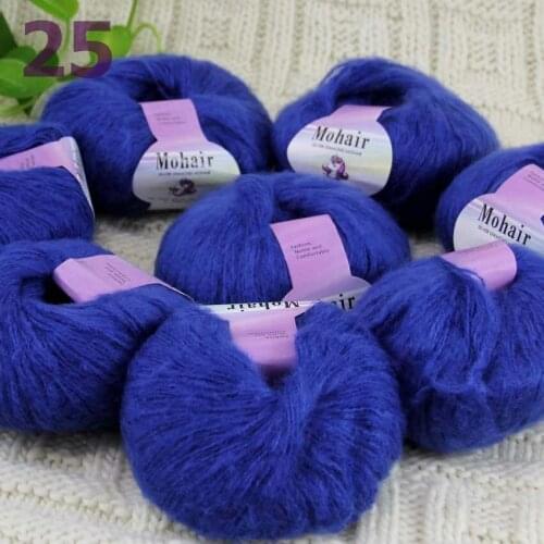 Sale New 8BallsX25g Luxury Soft Mohair Warm Wrap Shawl Hand Knit Crochet Yarn Blue 291-25-8