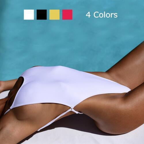 Sexy Thong Swimwear Women One Piece Swimsuit Triangle Backless Bathing Suit High Cut out Beach Wear Bodysuit Monokini 4 Colors