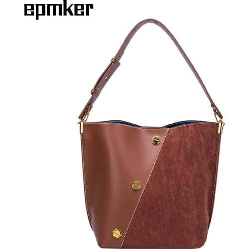 EPMKER Bucket Bags Large Capacity Composite Bag Purses and Handbags Luxury Designer 2021 Rivet Shoulder Bags High Quality Bags
