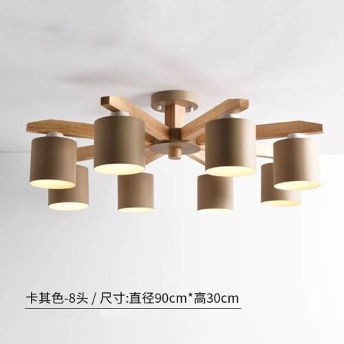 LED Chandelier For Living Room Wood Lustre E27 Chandelier Lighting With Lampshades Dining Table Chandeliers Kitchen Lamps