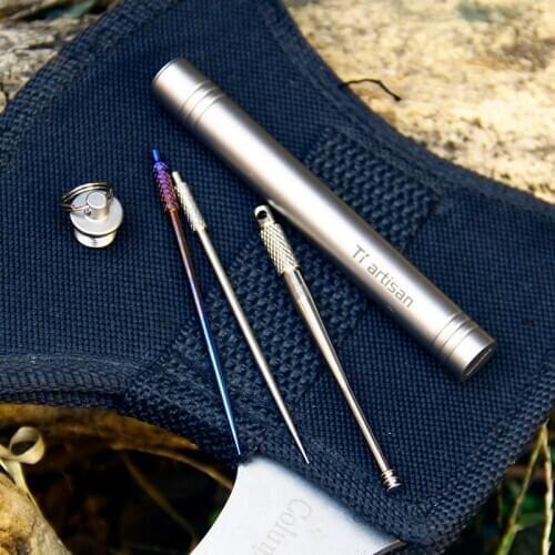 Tiartisan Home storage Titanium Toothpicks with Polished Storage Eco-Friendly Ultralight Titanium Toothpicks Box Waterproof Case