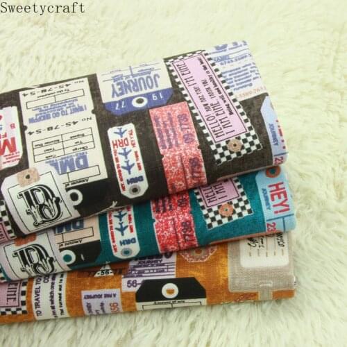 110x45cm High Quality Thick Cotton Fabrics By Yard Tags Journey Print DIY Sewing Bag table cloth curtain pillow Party Home Decor