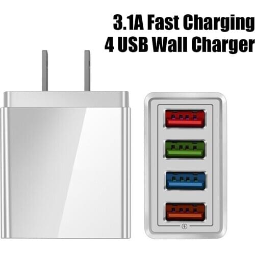15W Mobile Phones Charger 4 Port Wall USB Charger Multifunction Telephone Travel Chargers for Apple Android Power Bank Earphones