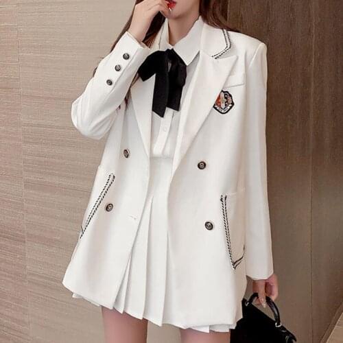 Women College Style Suit Three-pieces Set Jacket Student Pleated Skirt Blouse Suit traje sailor японская школа seifuku uniform