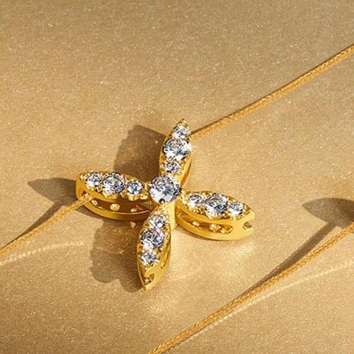 Inspired design double-sided diamond gold rose gold cross necklace pendant exquisite light luxury ladies silver jewelry