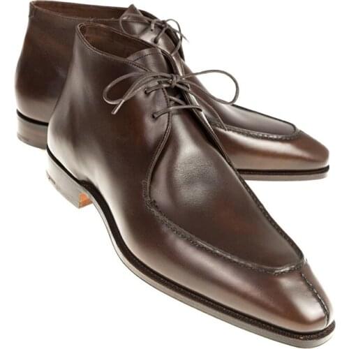 Lace Up Winter Mens Boots Low-top Shoes Work Boots Add Velvet Fashion Designer Shoes Non-Slip Genuine Leather