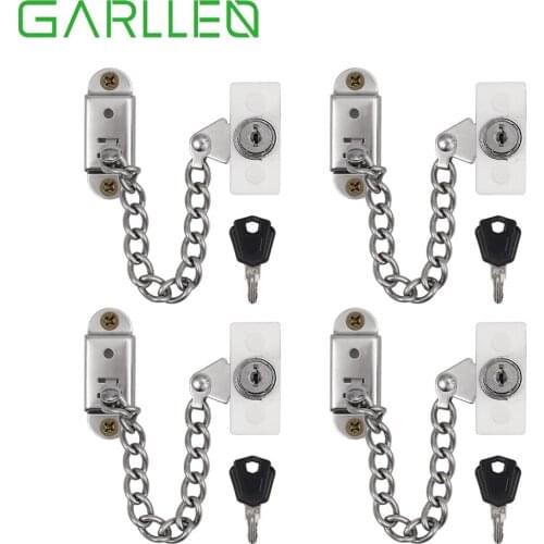 GARLLEN 4 pcs Zinc Alloy Window Door Restrictor Child Baby Safety Security Cable Catch Wire Lock for Hospital Hotel Home School
