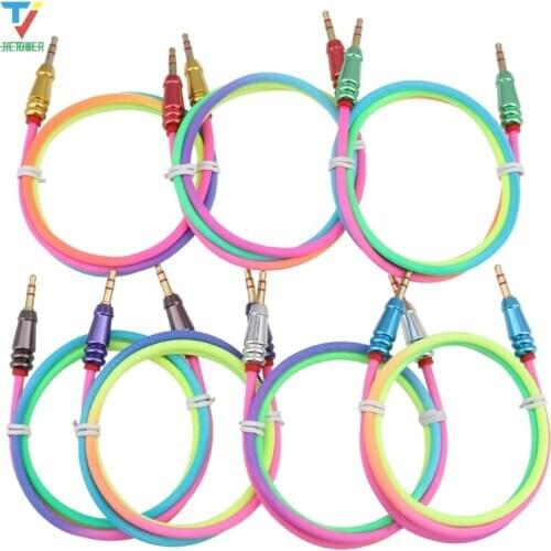 500pcs Aux Cable 3.5mm Jack Rainbow Round Bullet Male To Male Audio Cable Adapter for Samsung Car Speaker Laptop Wire Aux Cord
