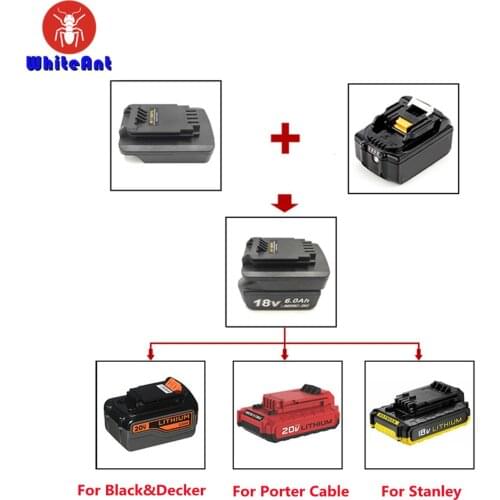 Replacement For Black&Decker 18V/20V Li-Ion Battery Converter To For Makita 18V Lithium Battery Adapter With Battery Indicator