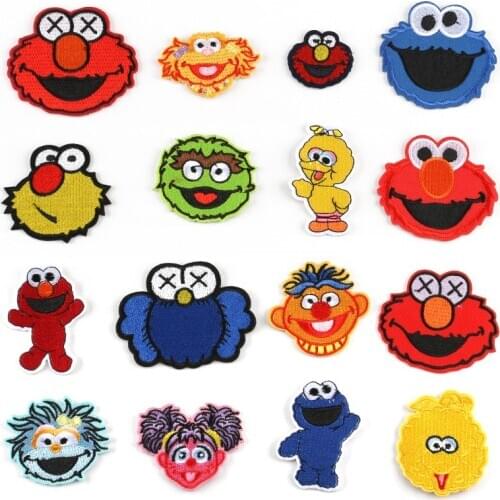 America Kids Classic Cartoon Sesame Street Elmo Oscar The Grouch Big Bird Abby Cadabby Funny Iron on Patches for Children