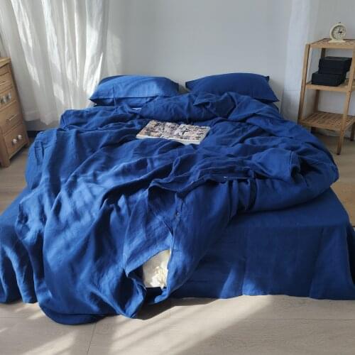 Free Shipping 3Pcs Linen Duvet Cover Sets One Cover + Two Pillow Cases 4 Colors Orange Dark Grey Pink Brown available