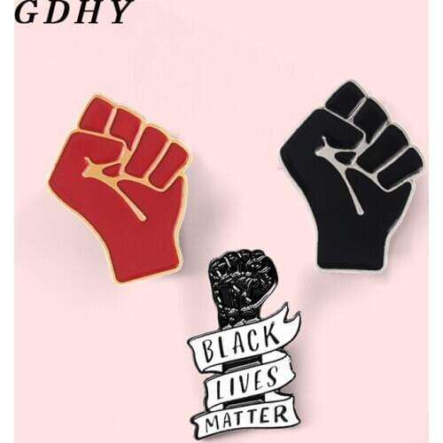 GDHY Power Right doctrine Enamel Pins Brooch Black Red Fist Hand Brooches black lives matter Badge Pins Jewelry Brosche
