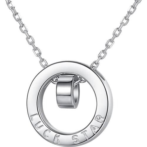 Lucky Ring Necklace Female 925 Sterling Silver Clavicle Chain Simple Personality Pendant