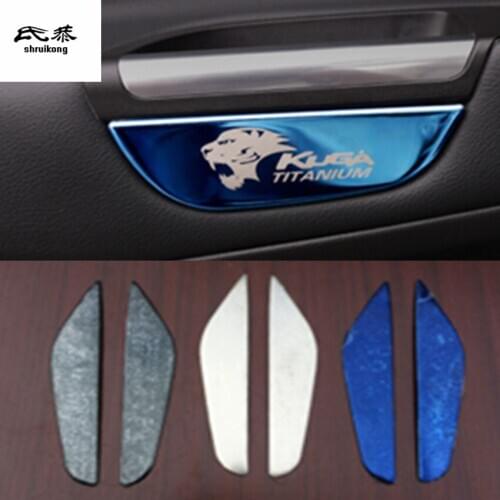 2pcs/lot stainless steel front Interior door shake handshandle decoration cover for 2013-2019 Ford KUGA escape car accessories