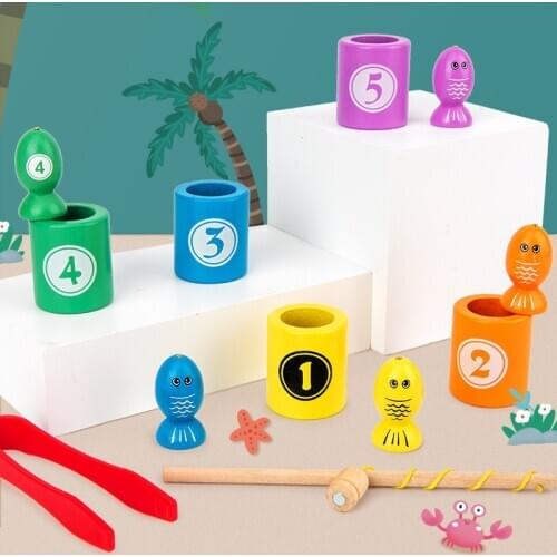 Wooden Toys for Children Magnetic Fishing Insect Catching Baby Kids Educational Parent-child Game Boys Girl Gifts