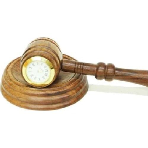 Antique Decor Wooden Judge Gavel Trinket Clock Vintage Miniature Judge Hammer Gift Lawyer Office Decor Quality Durable Material