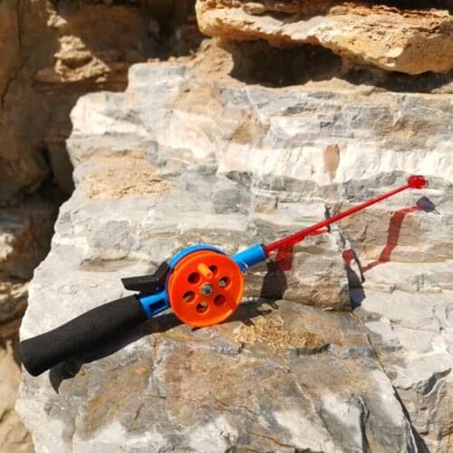 Children Portable Ice Fishing Rod Winter Reel Ocean Carp Boat Fishing Rod Fishing Tackle Accessories Reel Send Random Color