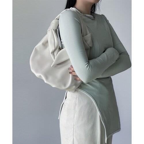 Folds Design PU Leather Shoulder Bags For Women 2021 Elegant Dumplings Handbags Female Travel Totes Fashion Evening Clutch