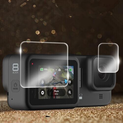 Screen Tempered Film and Camera Protective Film Set Pocket Camera Screen Protector For GOPRO HERO 6 7 8 Black 7 silver
