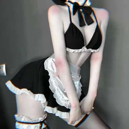 Cute Maid Cosplay Apron Underwear Cos French Costume Exotic Lingerie Lenceria Porn Women Sexy Clothing Nightwear Student Uniform