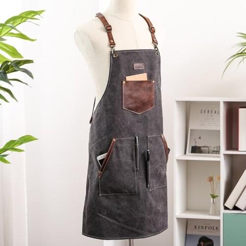 Retro Handmade Canvas Barber Apron Cooking Apron for Men Waiter Chief BBQ Apron High Quality Cleaning Aprons