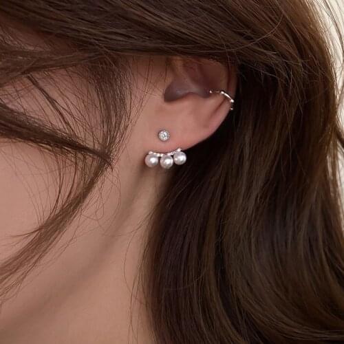 Crystals Pearl Beads Earrings For Women Korean Fashion Elegant Charms Gold Stud Ear Jewelry Womens Earring Free Shipping