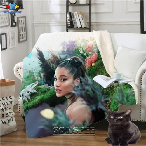 SONSPEE Ariana Grande 3D Print Soft Fleece Blanket Quilt Fashionable Home Bedding Sherpa Wrap Plush Throw Kids Blankets