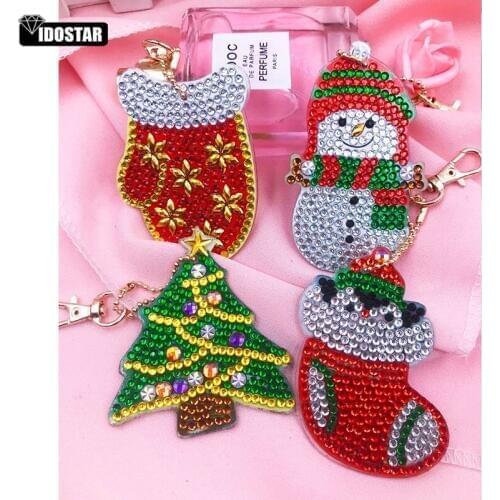 5pcs 5D DIY Diamond Painting Women Girl Bag Jewelry Keychain Pendant Full Special Shaped Drill Embroidery Heart Christmas Tree