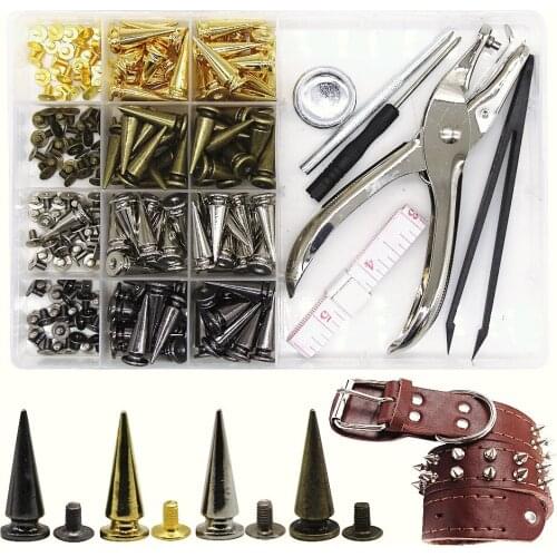 100pcs Punk Buttons Rivets Set Cone Studs & Spikes DIY Craft Cool Punk Garment Rivets For Leather Craft Handmade Accessories