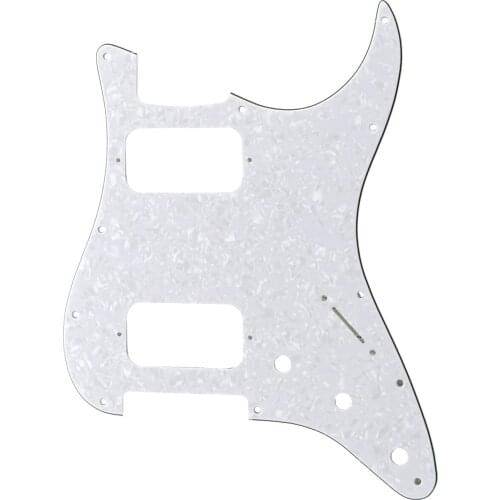 Musiclily Pro 11 Holes Round Corner HH Strat Pickguard for American/Mexican Fender Standard Stratocaster, 4Ply White Pearl