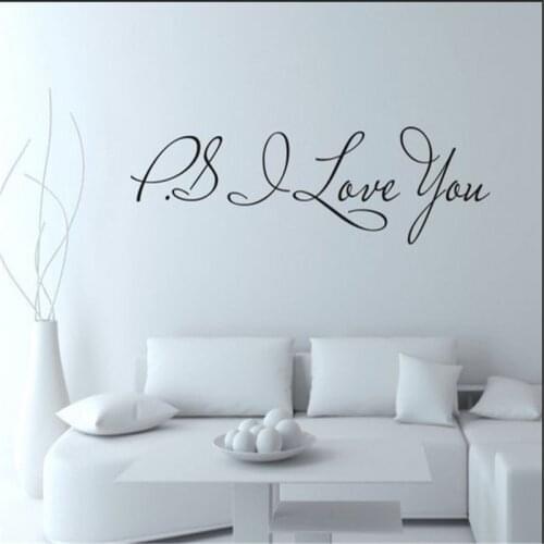58*15cm PS I Love You Wall Art Decal Home Decor Famous & Inspirational Quotes Living Room Bedroom Removable Wall Stickers 8017