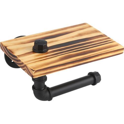 Wall towel rack Towel Shelf Bracket Solid wood panel Bathroom Toilet Towel rack hook Brass industrial Shelf Bracket