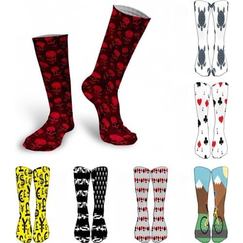 New 3D Printed Women Long Socks Funny Skull Cute Animal Bike Sports Hip Hop Harajuku Cotton High Knee Socks Unisex Calf Socks