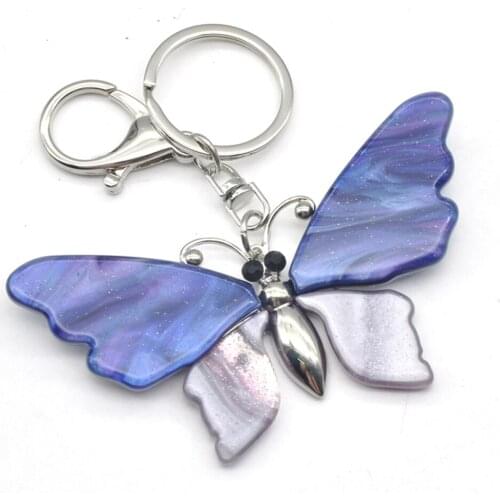 New Big purple Acrylic Butterfly Keychain Fashion Jewelry key chain porte clef portachiavi llaveros mujer sleutelhanger chaveiro