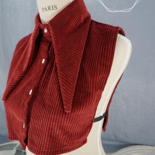 Newly Design Fashion Women Women Lace Hook Vintage Solid Detachable Vertical Lapel Corduroy Fake Collar Bottom Warm Winter