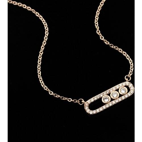 Crystal Zircon Style Bead Pendant Necklace For Women Dainty Wedding Jewelry Stainless Steel Rose Gold Woman Jewelry Gifts 2021