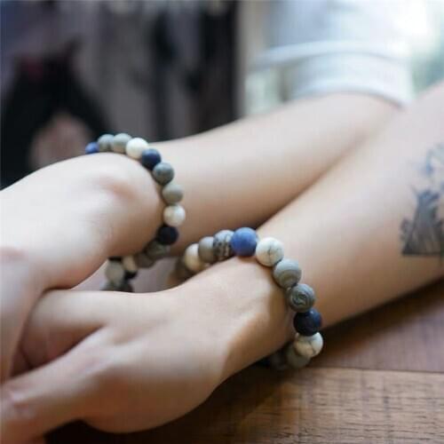 Couples Distance Bracelet Classic Natural 10MM jaspers gem Stone bead Beaded Bracelet for Men Women lovers bracelet jewelry gift