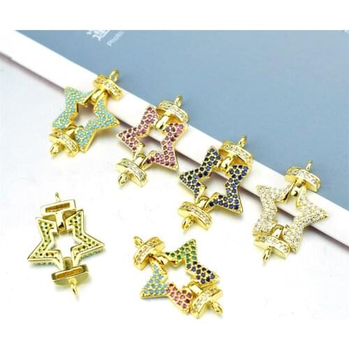 Five-pointed star pendant Two-hole star jewelry DIY bracelet necklace jewelry making cubic zirconia star charm