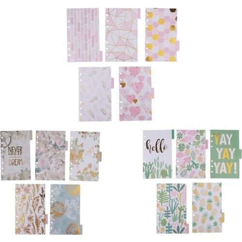 5 Pack 6 Ring Binder Dividers with Reinforced Edge, Tabs, 6 Hole Punch Section Index Dividers for Binders