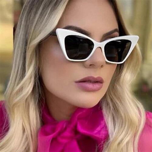 New Fashion Womens White Cat Eye Sunglasses Brand Designer Luxury Korean Glasses Plastic Black Shades Gafas De Sol UV400 Sunnies