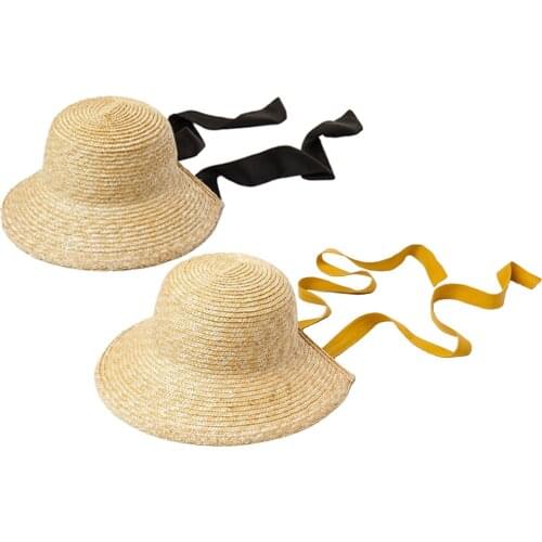 Kids Girls Straw Hat with Self-tie Bowknot Beach Summer Straw Sun Caps