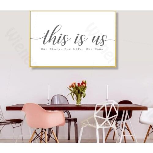 Modern Minimalist Mural Art Wall Decoration Family Quotes Black and White Canvas Print Living Room Dining Room with Love Home