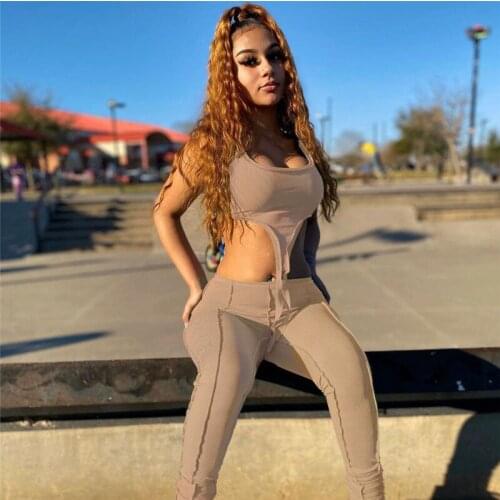 Sports Fitness Casual Outfits Square Collar Sleeveless Tanks Top + Skinny Pencil Pants Party Tracksuits Two Piece Suits