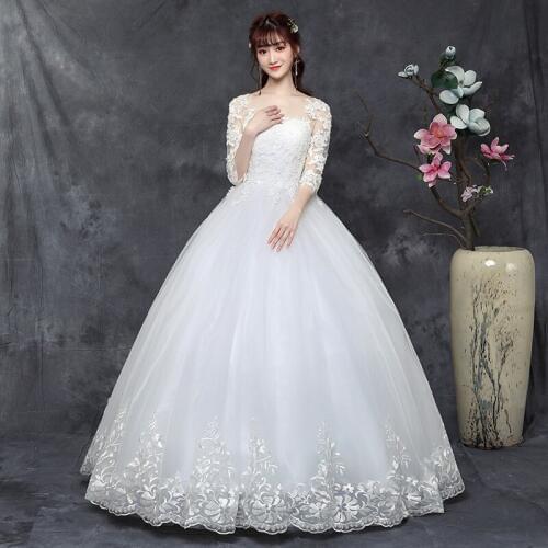 Wedding Dresses Plus Size Half Sleeve Bridal Ball Gown Mermaid Wedding Dress Bride Embroidery Dress Lace Up