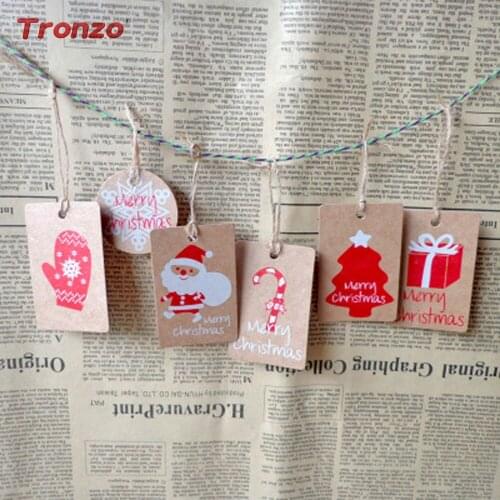 Tronzo Christmas Decorations For Home Christmas Hanging Ornaments 50pcs DIY Gift Tags New Year 2018 Merry Christmas