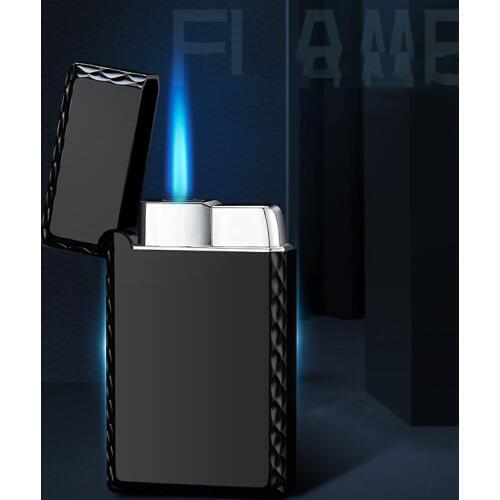 Turbo Torch Lighter Ultra Thin Free Fire Jet Gas Cigar Metal Lighters Gas Lighter 1300 C Windproof Pipe Gadget for Men