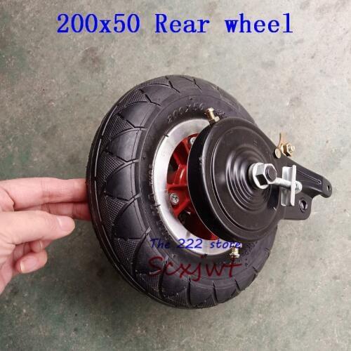 8 inch rear Wheels With Drive Gear+brake+axle kit 200x50 Inflatable tire tube /solid tyre with alloy rim for Electric scooter