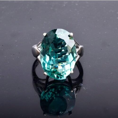 CSJ Real Green Quartz adjustable Rings Sterling 925 Silver for Women Lady Fine Jewelry Wedding Engagement for women with box